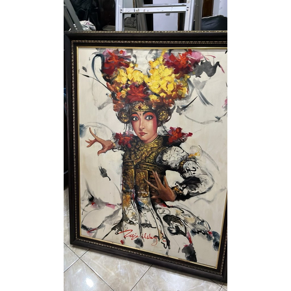 3 pcsLukisan Seni Modern Penari Bali Ekspresif Berbingkai – Karya Seni Dekorasi Dinding Premium