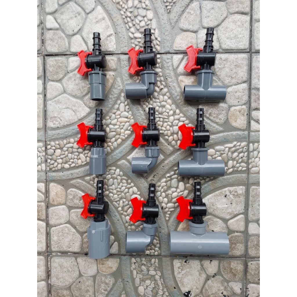 SET SAMBUNGAN PIPA PVC 1/2 3/4 1 INCH KE KONEKTOR KRAN SELANG 12MM ATAU 1/2 INCH, SOCKET KNEE TEE DR