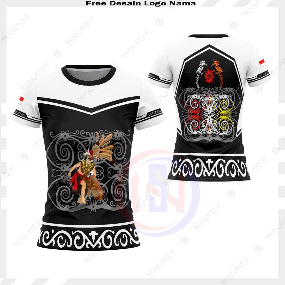 Jersey Dayak Kalimantan / Kaos Wanita Batik lengan pendek / Baju Batik Dayak Kalimantan Fullprint /