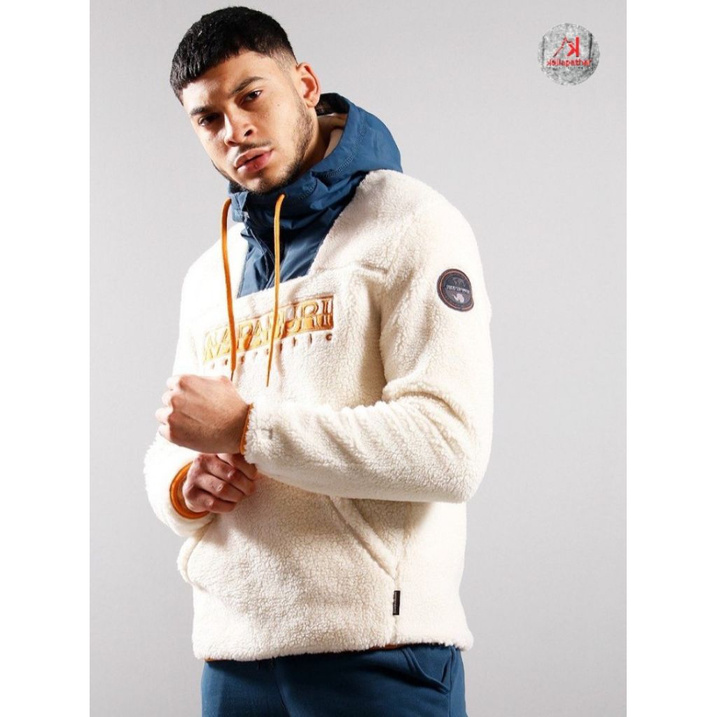 NAPAPIJRI TEIDE 4 HOODED WHITE CAP GREY - JAKET WINTER FLEECE