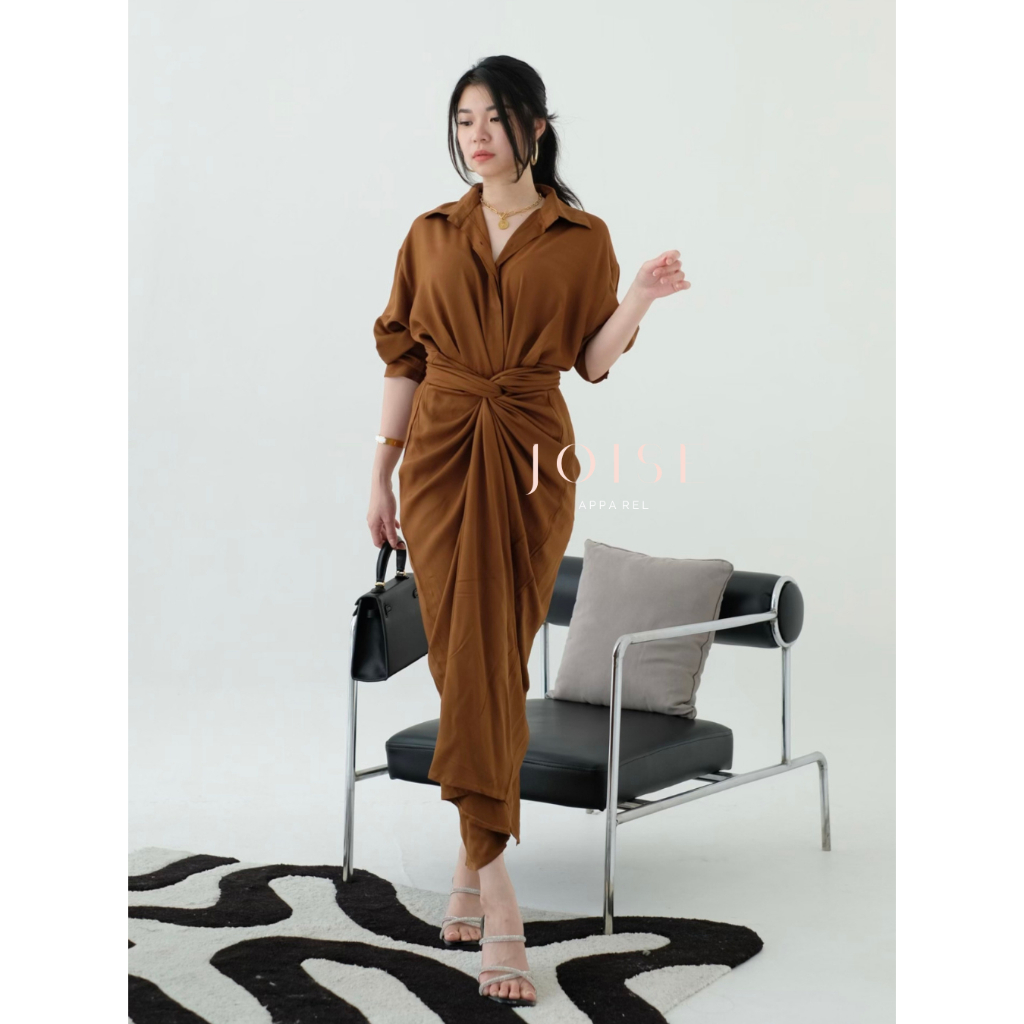 JOISE - Kylie Wrap 3in1 Shirt Dress Tali Maxi / Dress Panjang Lilit / Dress Wanita Polos