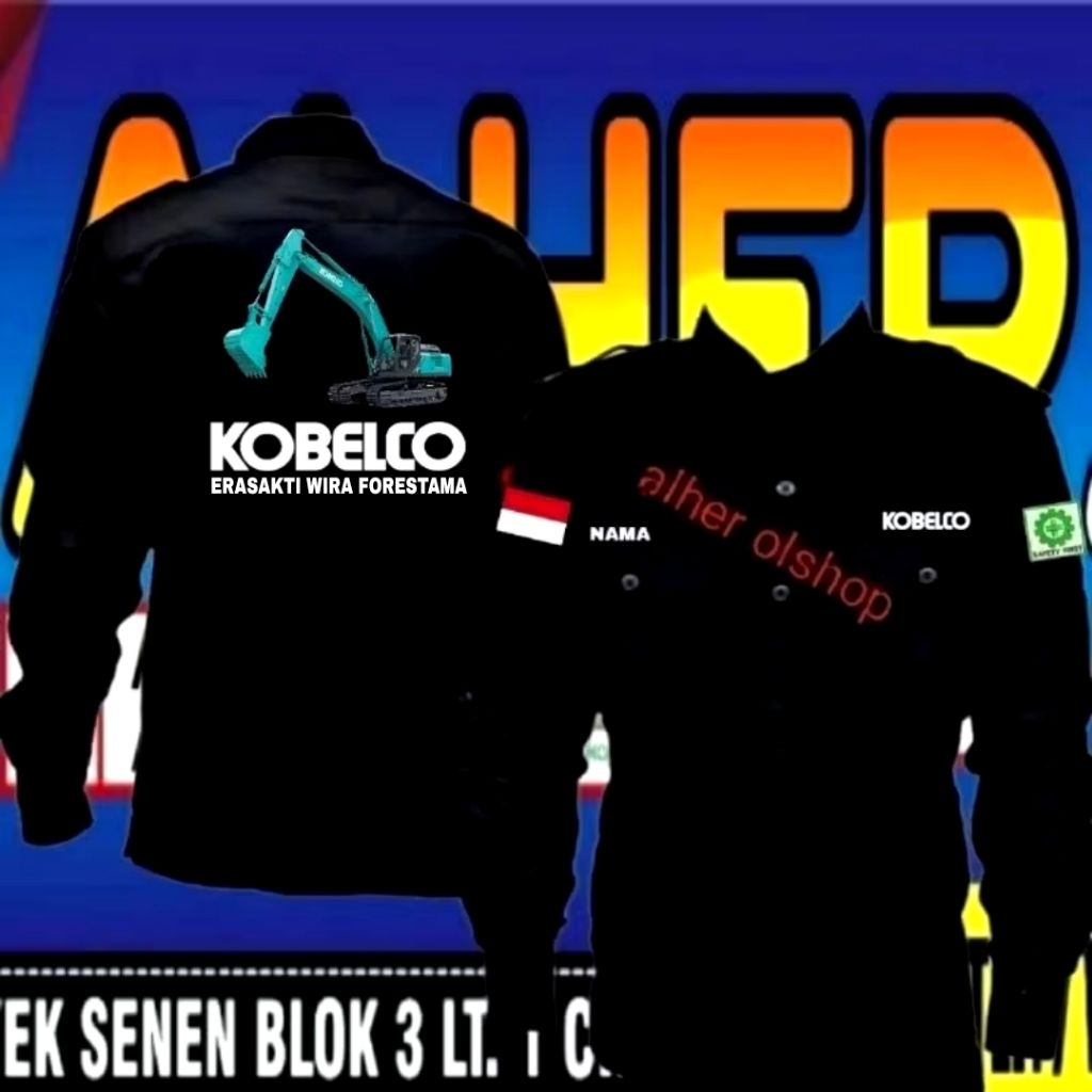 Kemeja Kobelco baju Kobelco seragam Kobelco kemeja kerja Kobelco baju kerja Kobelco seragam kerja Ko