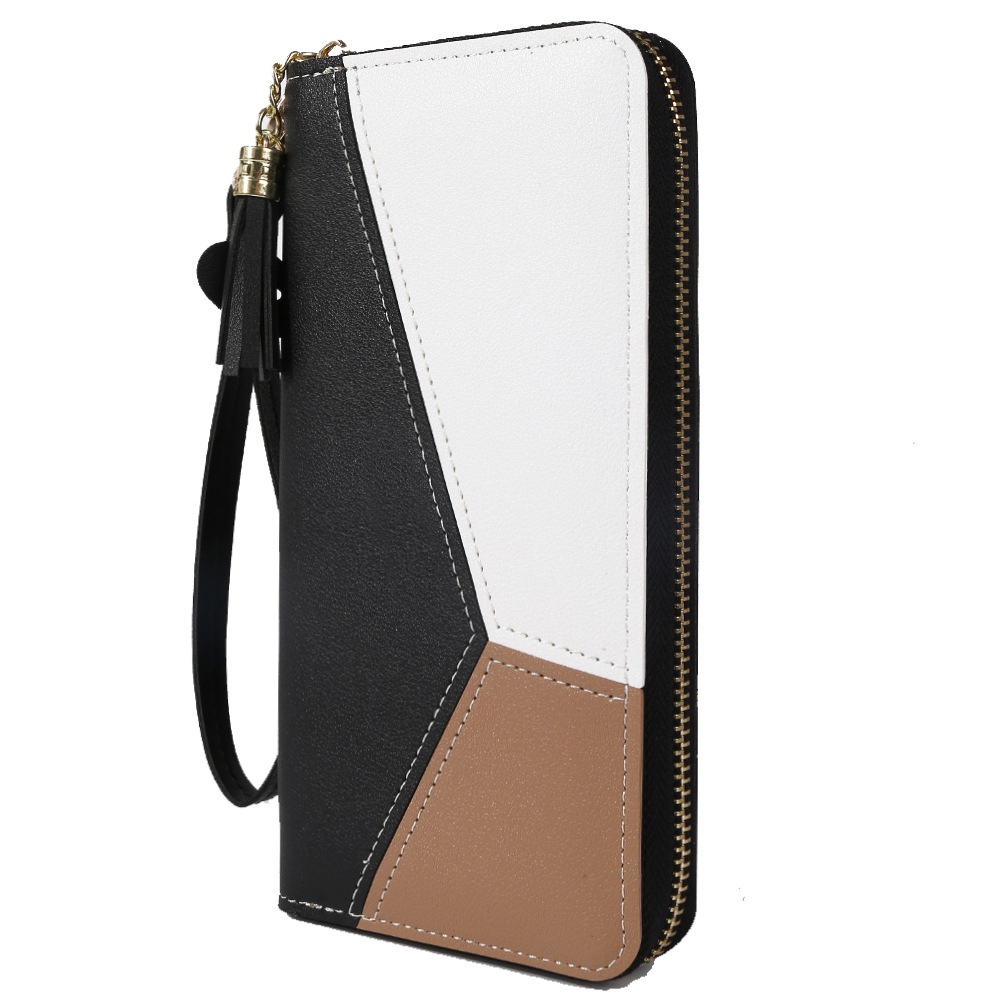 Neola Dompet Panjang Import Wanita Dengan Aksen 3 Warna Resleting Rumbai