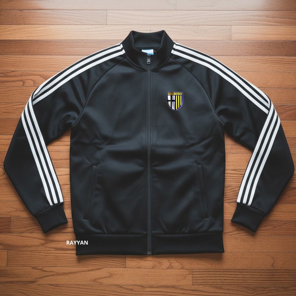 Parma calcio Tracktop Jacket Football Club Top Seri A Jaket Olahraga Outdoor Motif List 3 Tangan Sz 