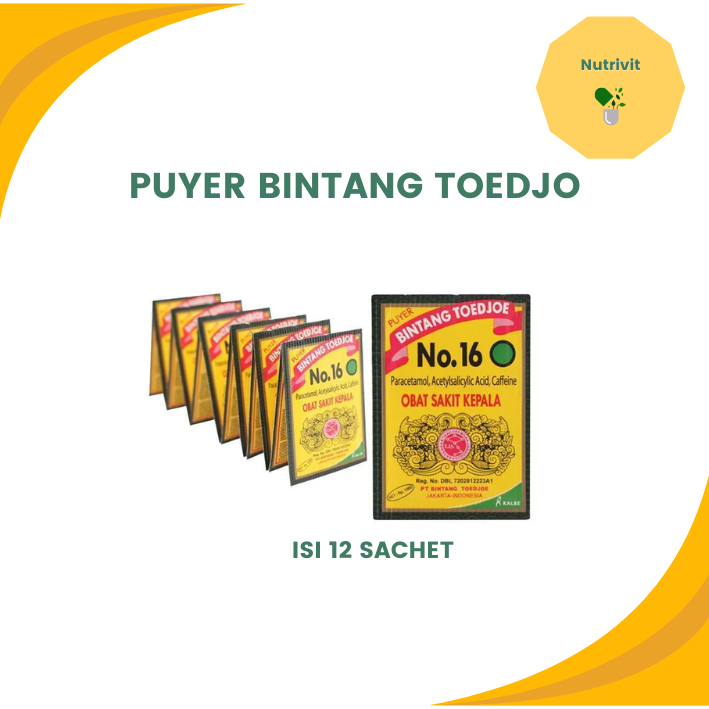 BINTANG TOEDJOE PUYER  NO.16  - Membantu meringankan sakit kepala, pegal linu dan sakit gigi - Per 1