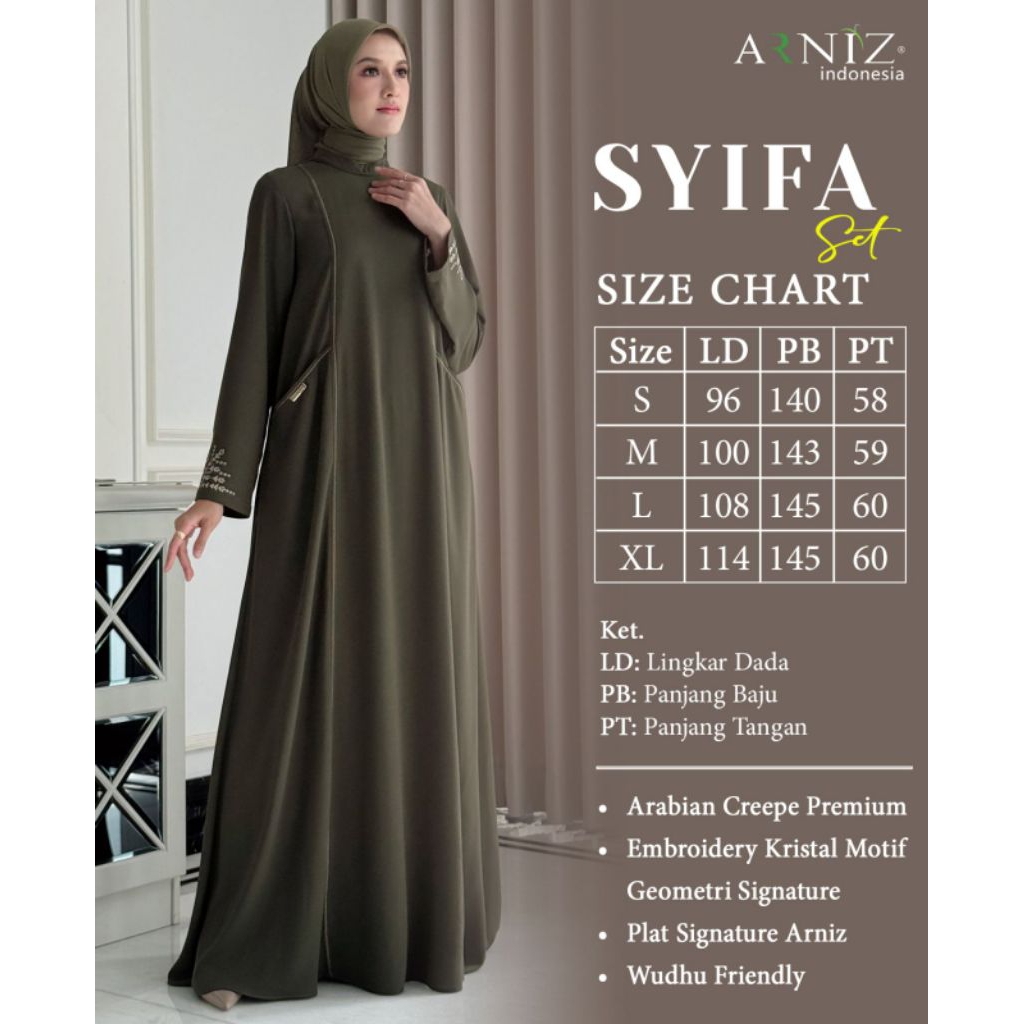 Syifa Dress Set Jilbab Paris Bordir By Arniz Collection Terbaru