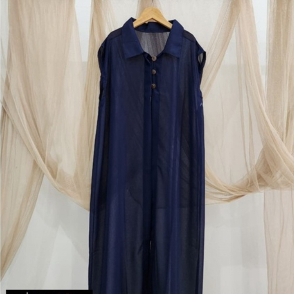 Outer Cardigan Wanita Polos Tanpa Lengan Bahan Ceruty Babydoll Simple