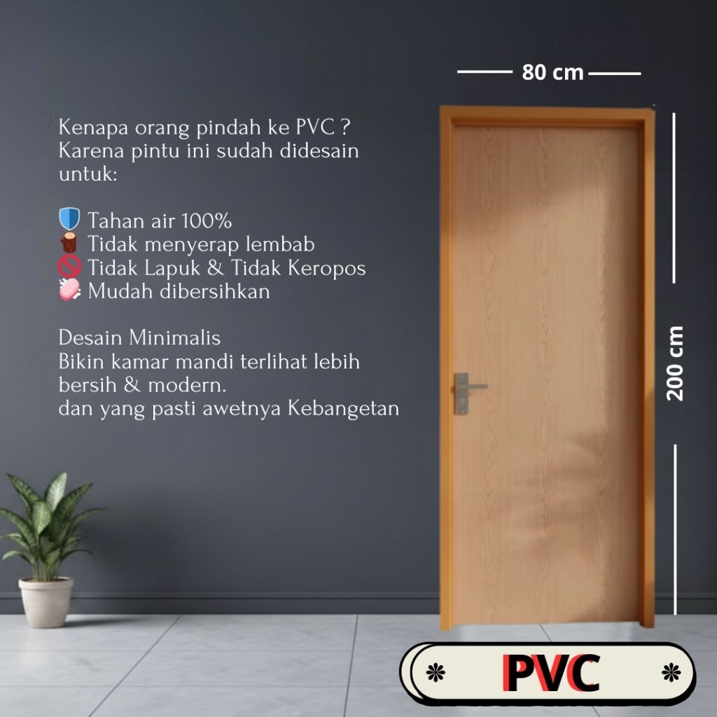 Pintu Kamar Tidur PVC Tebal 80x200 cm