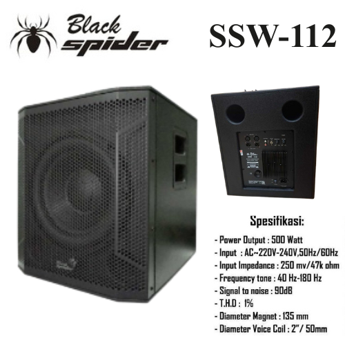 BLACK SPIDER SUBWOOFER AKTIF BLACKSPIDER SUBWOOFER 12 INCH BLACK SPIDER SSW 112 BLACKSPIDER SUB AKTI