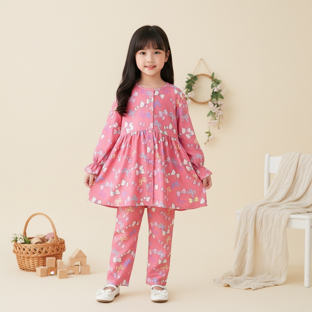 Set Tunik Anak usia 1-10 Tahun/One set pajamas anak/Setelan Anak Prempuan