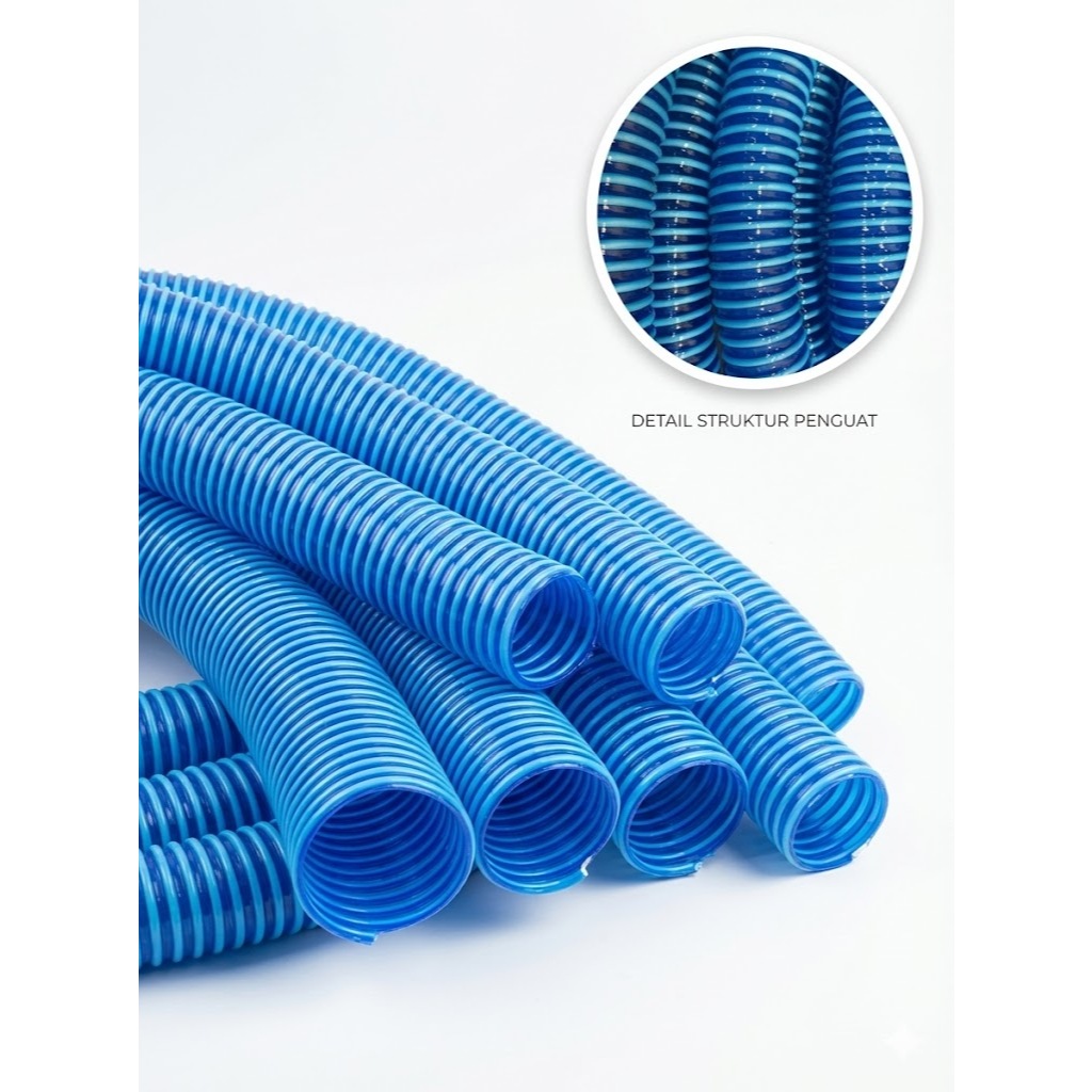 Selang Spiral ukuran 1inch, 1-1/4inch, 1.5inch, 2inch, 2.5inch, 3inch, 4inch (HARGA PERMETER) SELANG