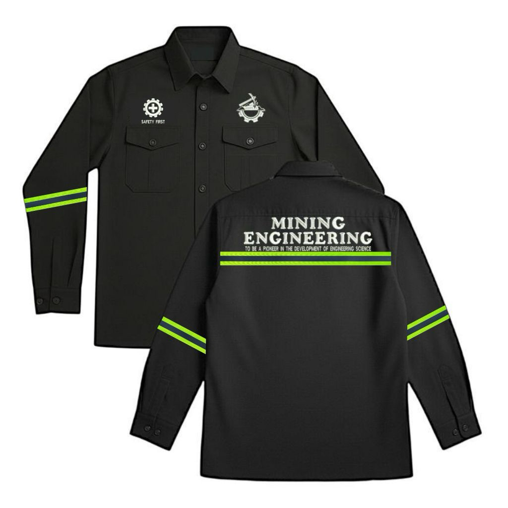 KEMEJA WORKSHIRT LENGAN PANJANG MINING ENGINEERING PITA SKOTLIGHT BORDIR KOMPUTER