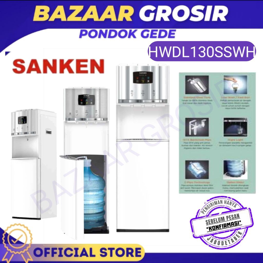 SANKEN HWDL130SS DISPENSER GALON BAWAH OASIS STAINLESS STEEL