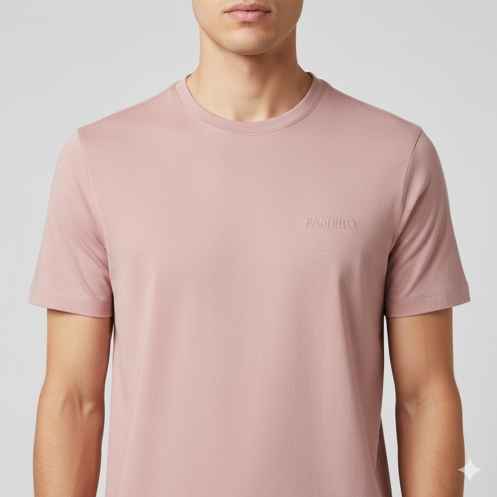 FAMERO - Kaos Polos Distro Pria Premium - Warna Dusty Pink