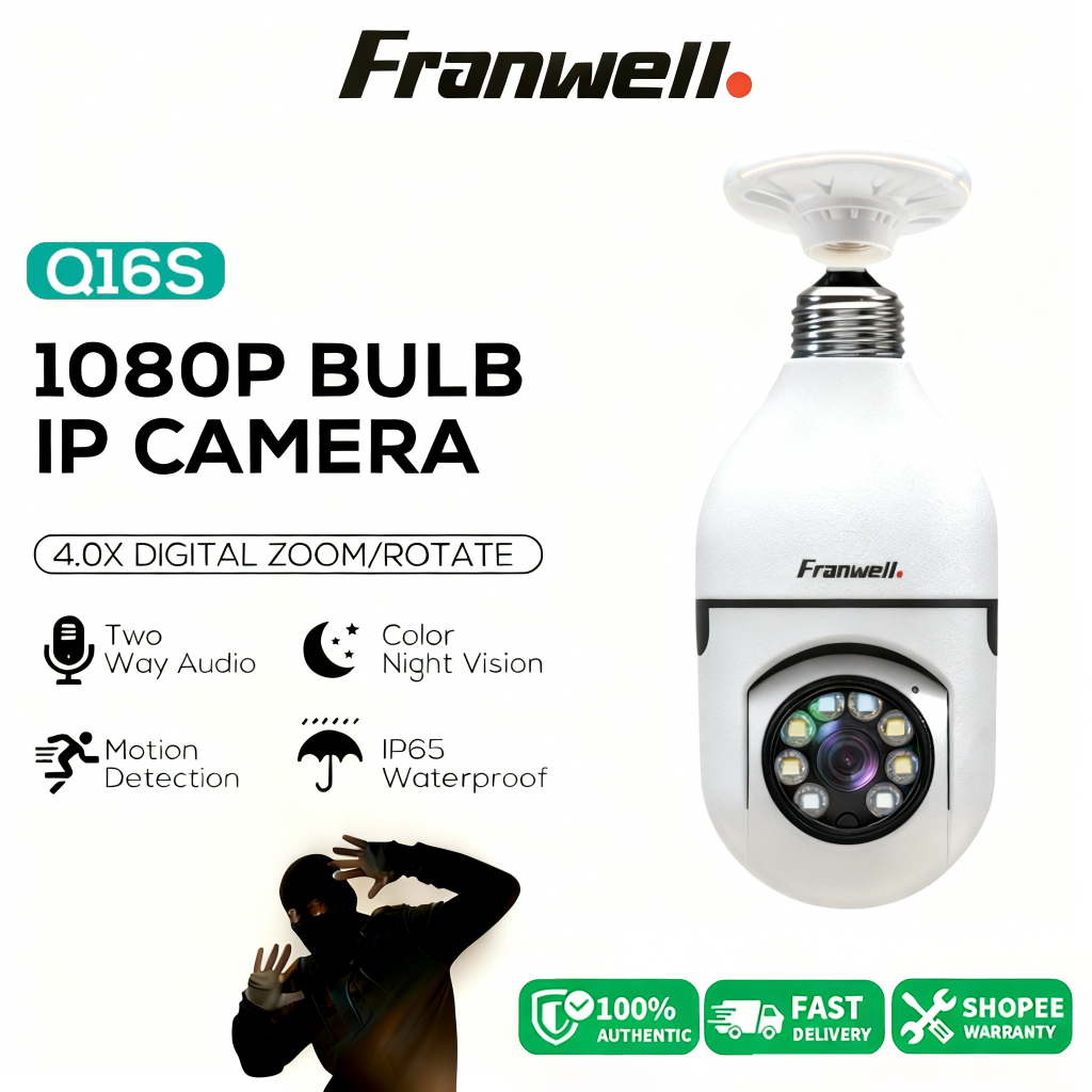 Bola Lampu Kamera CCTV 1080P 360° Night Vision Deteksi Gerakan Tahan Air Rekaman Lokal