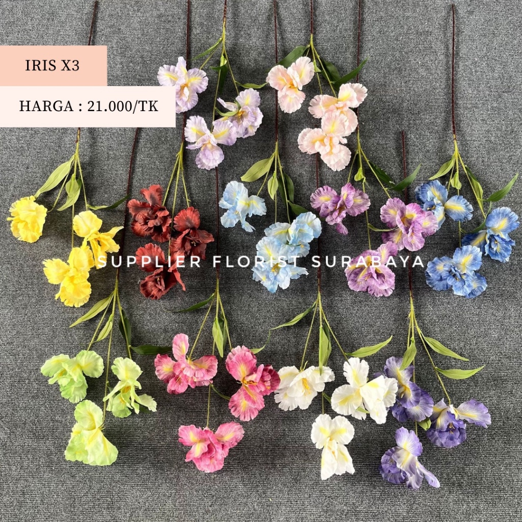 [IRIS X3] BUNGA PALSU IRIS ARTIFICIAL FLOWER BAHAN KAIN JUMBO 15CM HIASAN PELAMINAN DEKORASI WEDDING