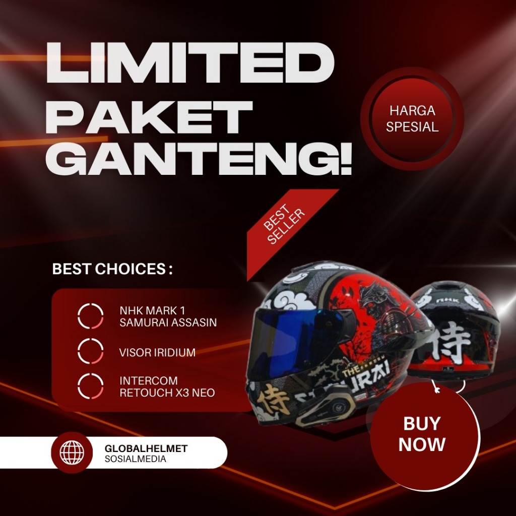 PAKET GANTENG NHK MARK 1 SAMURAI ASSASIN - Helm Full Face NHK ORIGINAL SNI Helm