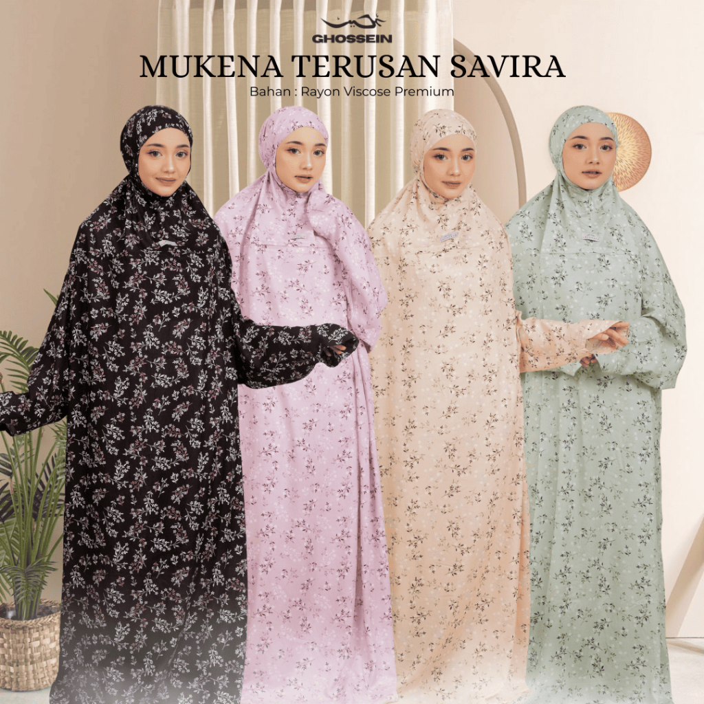 Mukena Terusan Dewasa Motif Savira Dewasa Bahan Rayon Viscose Adem Tidak Menerawang