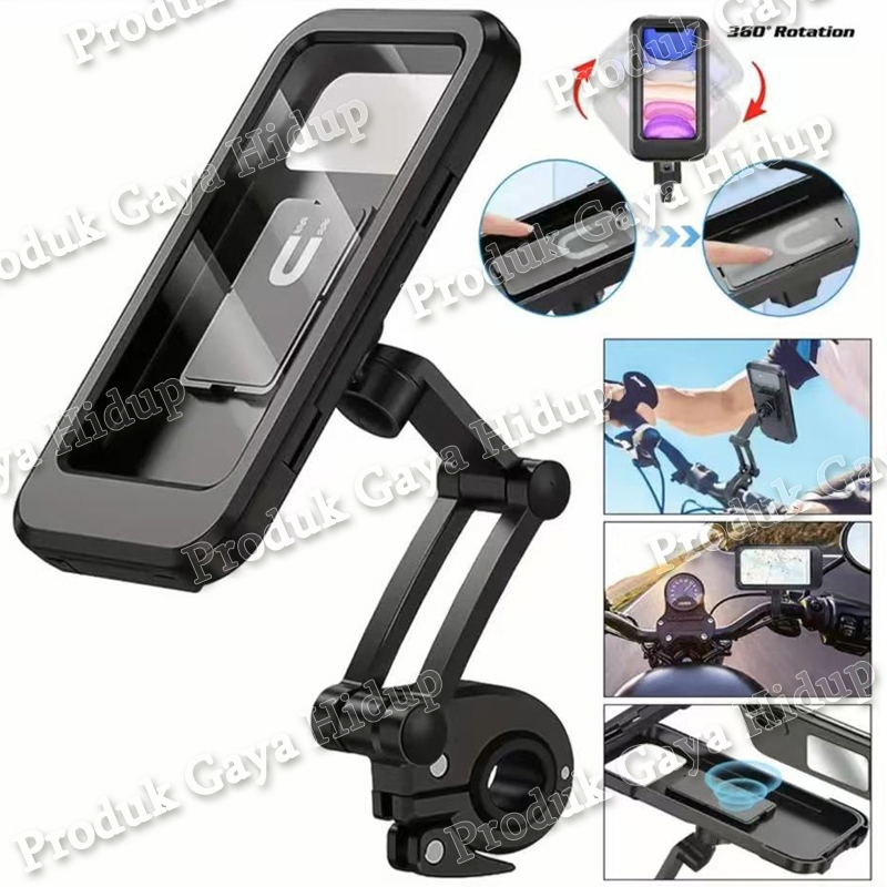 HOLDER HANDPHONE MOTOR SEPEDA WATERPROOF