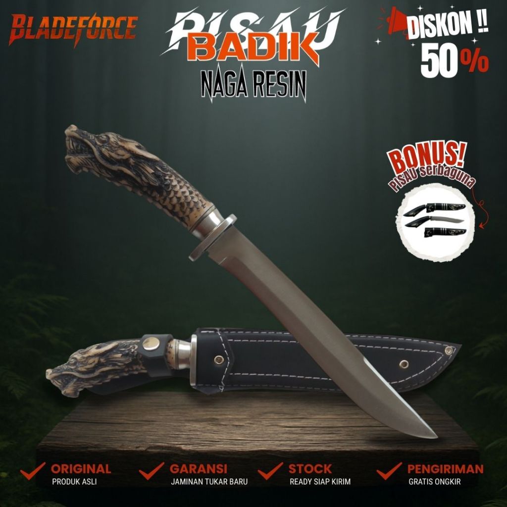 Pisau Naga - Resin Strip Sarung Kulit Imitasi