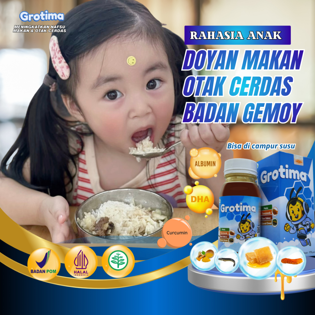 Grotima | Vitamin penambah nafsu makan anak ampuh | Madu anak cepat gemuk | vitamin anak 1 tahun