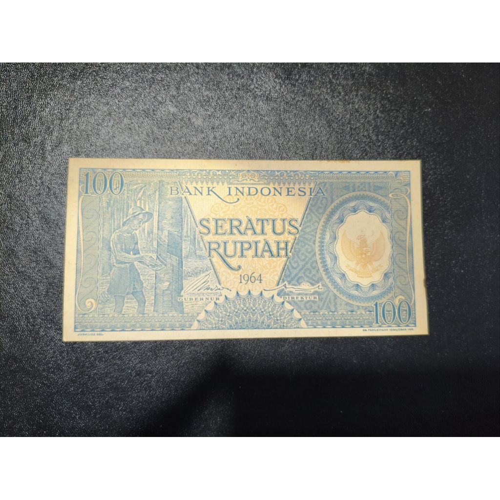 Uang kertas Kuno Indonesia 10 rupiah tahun 1964 seri pekerja UNC (biru)