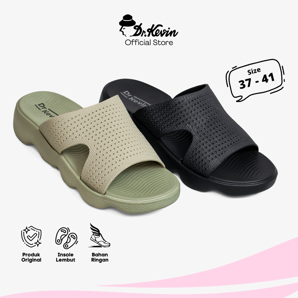 Dr. Kevin Sandal Selop Wanita Hak Rata Flat Sandal 571-140