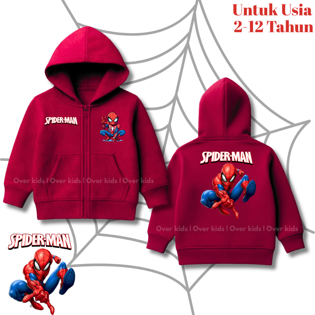 Hoodie Jaket Anak Spider-Man Original Design Jaket Anak Cowok Keren Usia 2–12 Tahun