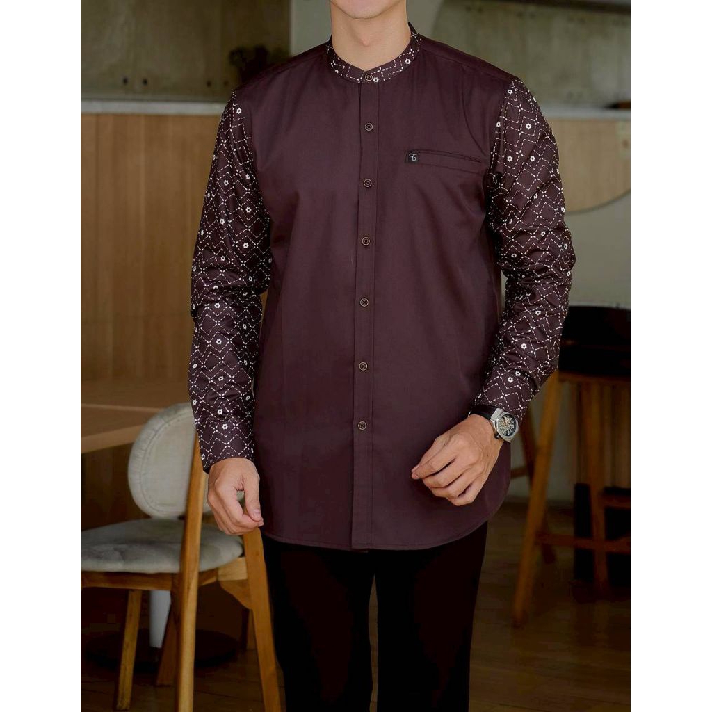 TRZMEN - Baju Muslim Pakistan Kemeja Koko Lengan Batik Panjang 010