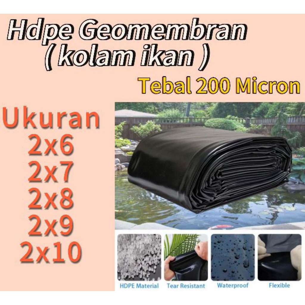 Plastik Hdpe Geomembran Berbagai ukuran Tebal 200 Micron ( kolam ikan )