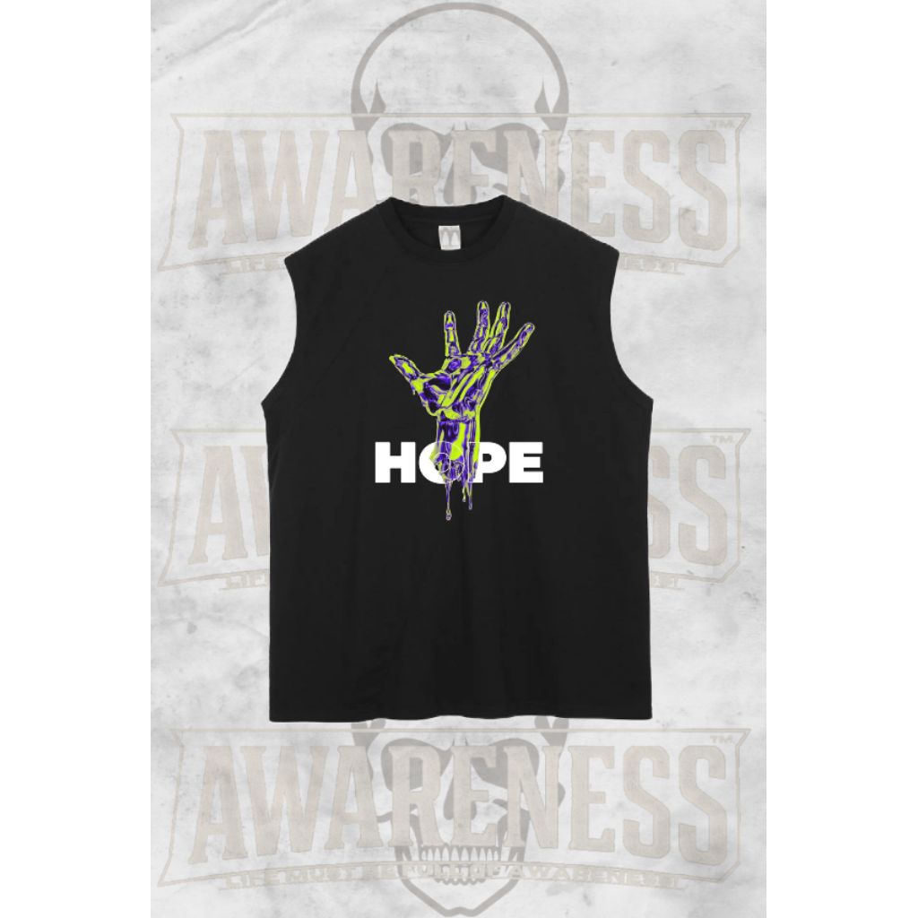 AWARENESS- Tshirt singlet lekbong pria kekinian HOPE hitam keren