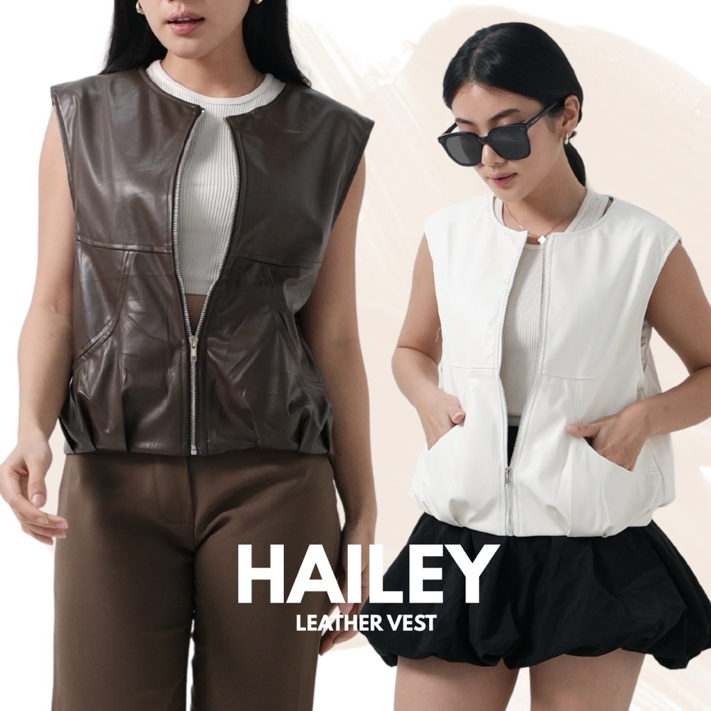 HAILEY LEATHER VEST // outer wanita / vest kulit wanita / outer kulit