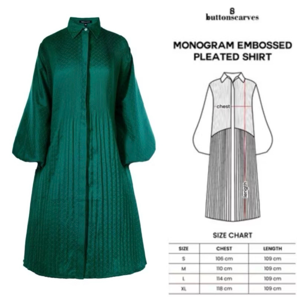 New Monogram Pleated Tunic Buttonscarves size XL