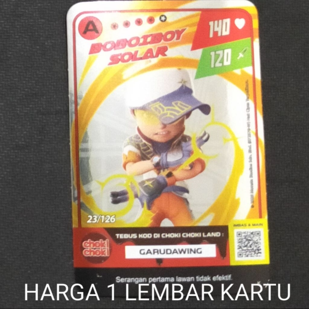 Boboiboy Monsta Galaxy Card Boboiboy Solar Choki Choki Ver 2