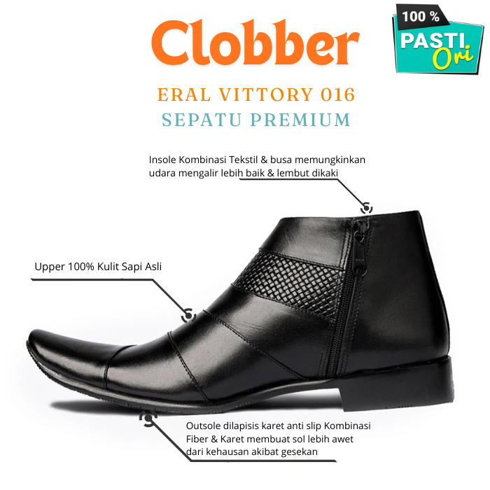 Sepatu pantofel Eral Vittori 016 Original pria wanita Premium