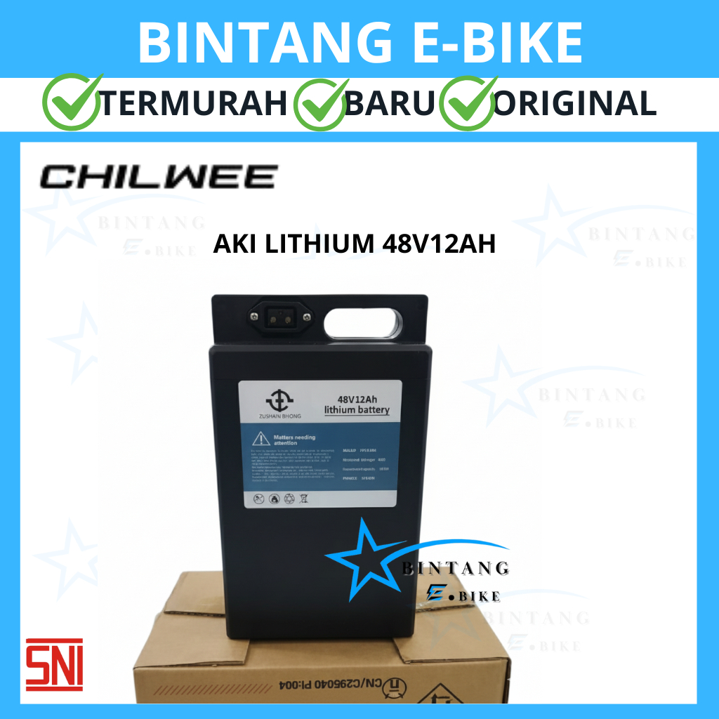 Baterai Aki Kering Sepeda Listrik Uwinfly Lithium 48 Volt 12 AH