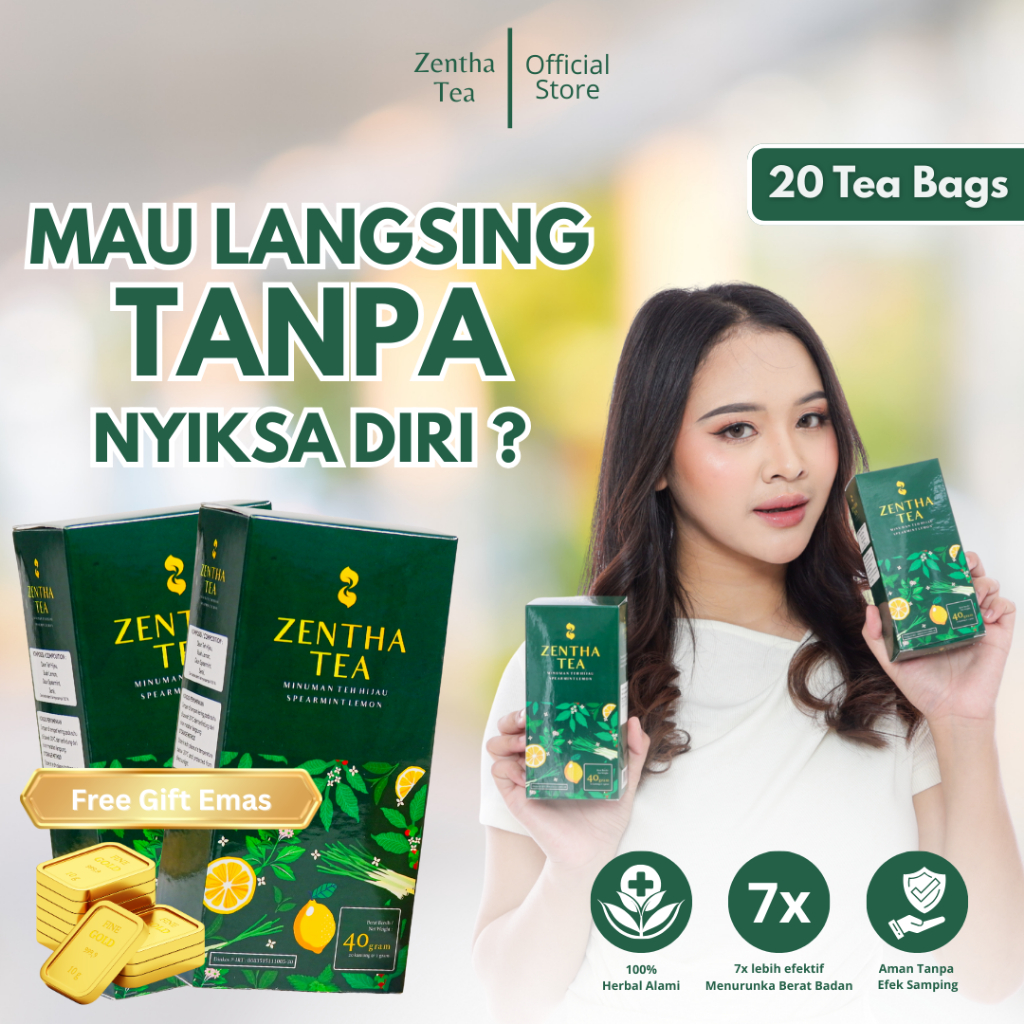 Zentha Teh Pelangsing Herbal BPOM | Diet Detox | teh hijau