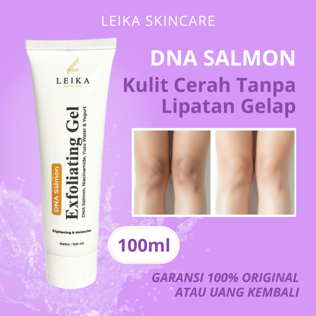 Leika Skincare DNA Salmon Exfoliating Gel Wajah BPOM Pemutih Lutut, Ketiak Dan Selangkangan AMPUH