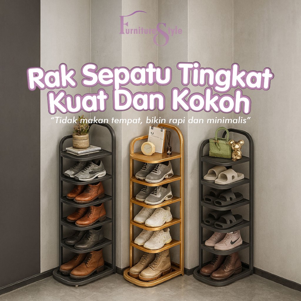 Rak Sudut 7 Susun Sepatu dan Sandal - Rak 7 Susun Serbaguna - Rak Sudut 7 Tingkat Besi - Rak Helm