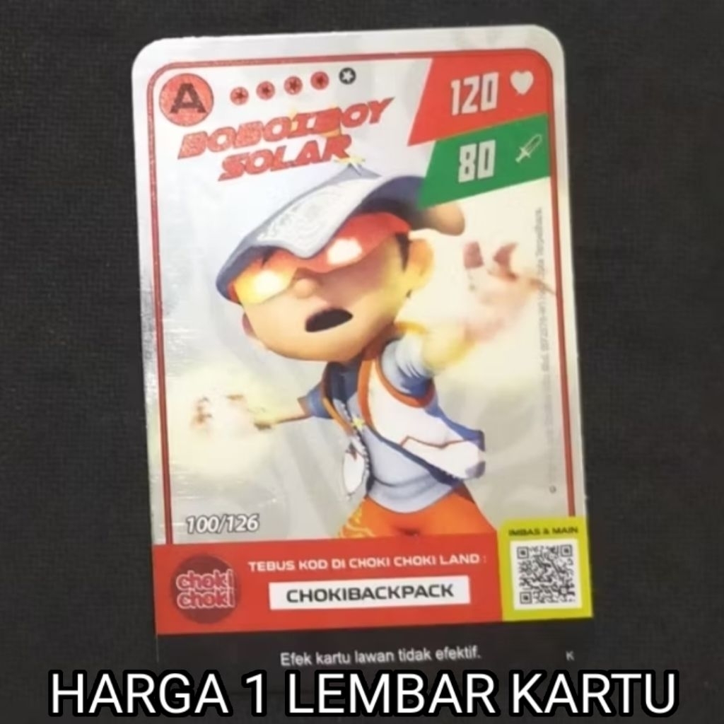 Boboiboy Monsta Galaxy Card Boboiboy Solar Choki Choki (Silver)