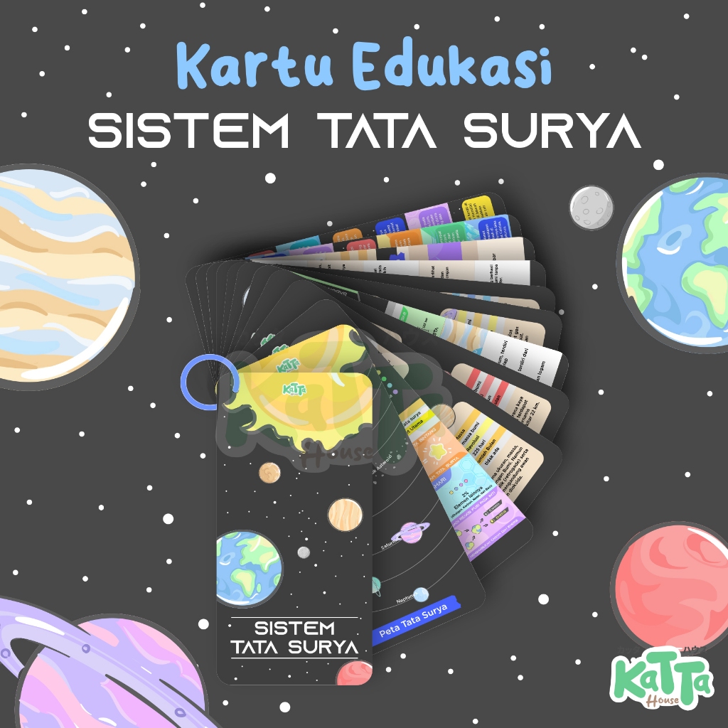 Kartu Edukasi Sistem Tata Surya | Flash Card Sistem Tata Surya