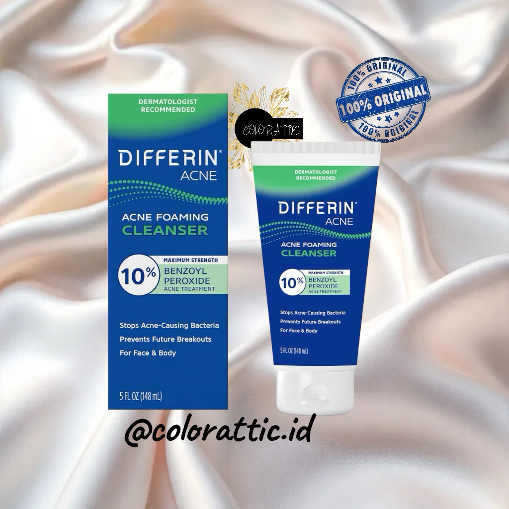 Differin Acne Face Wash With 10% Benzoyl Peroxide, Maximum Strength OTC Acne Foaming Cleanser - From