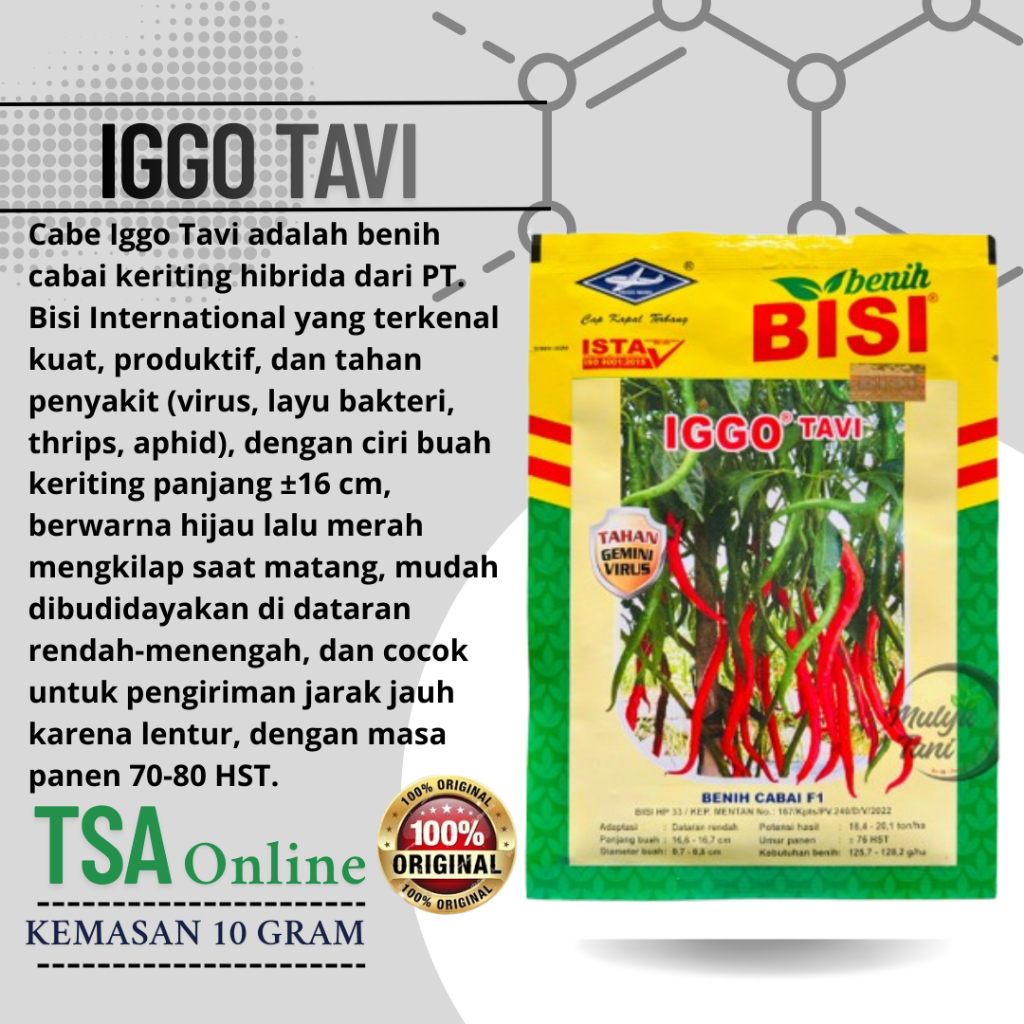 IGGO Tavi 10 gr - Benih bibit biji Cabai cabe sayuran Keriting Super