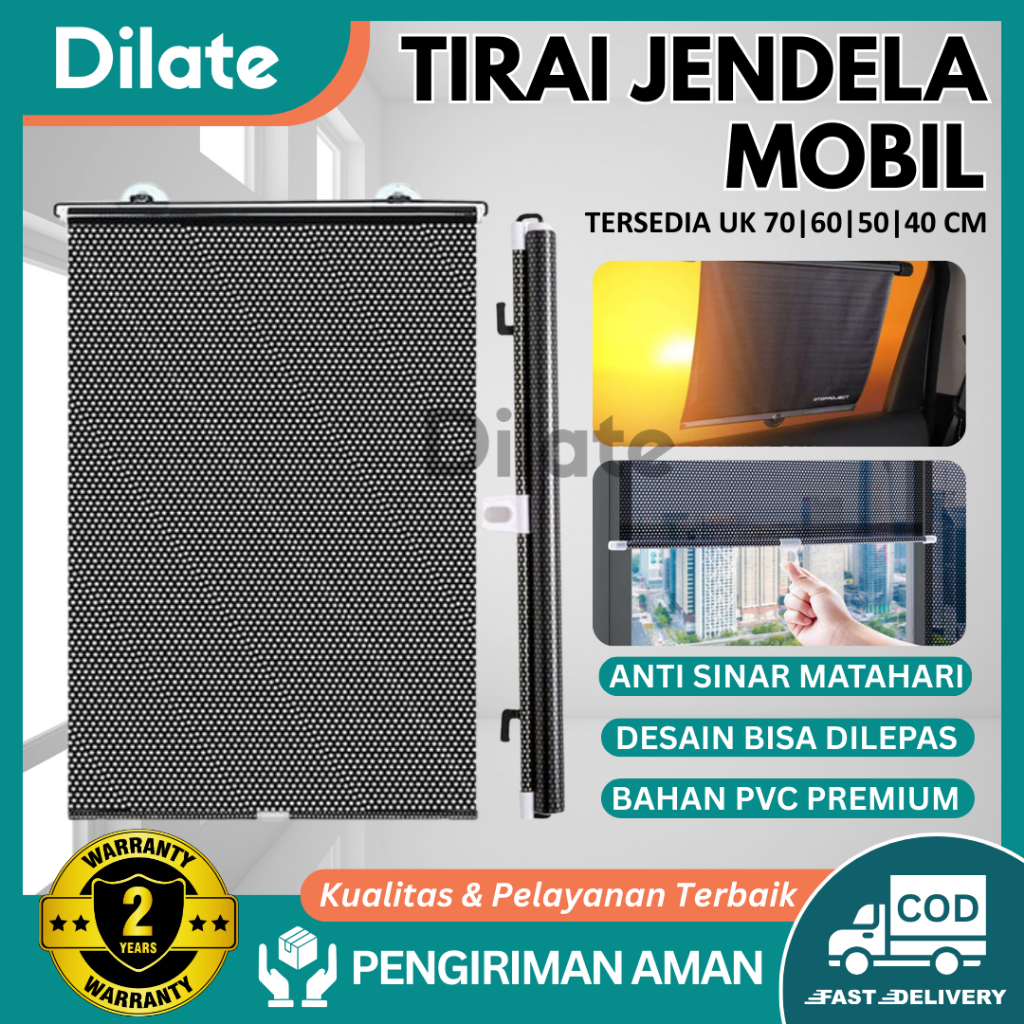 DILATE Tirai Gulung Pelindung Panas Kaca Mobil Dashboard Sunshield Roll Otomatis Anti UV