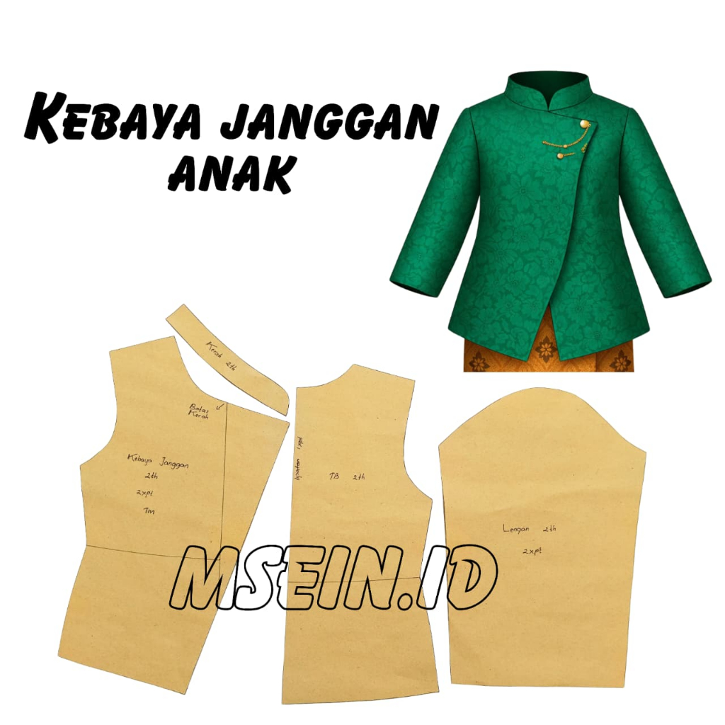 Pola Instan / Pola Jiplak KEBAYA JANGGAN ANAK