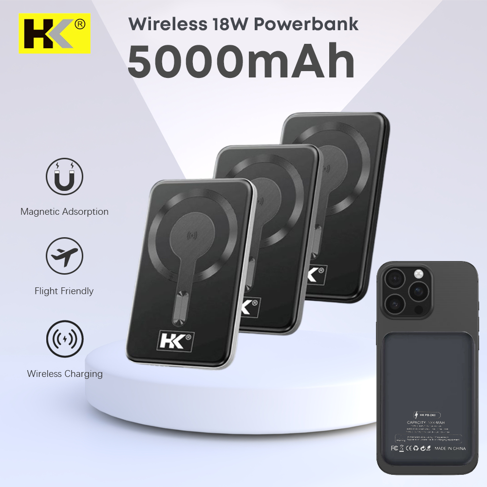 Original HK D60 Powerbank Wireless Ultra Thin Magnetic 15 W + PD 18W Powerbank Magnetic Magsafe 5000