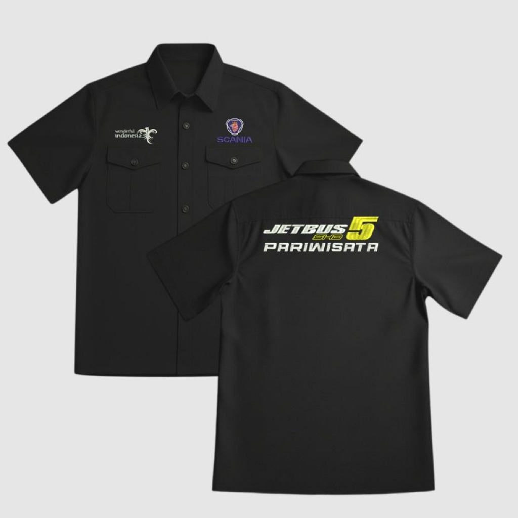 KEMEJA WORKSHIRT SCANIA WONDERFUL INDONESIA JETBUS 5 BORDIR KOMPUTER