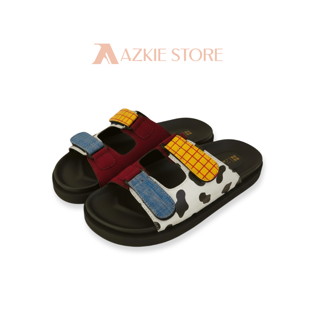 Sandal Wanita Setengah Terbuka Sol Karet Anti Slip Serbaguna Flat Sendal Big Size Jumbo Size 37-45