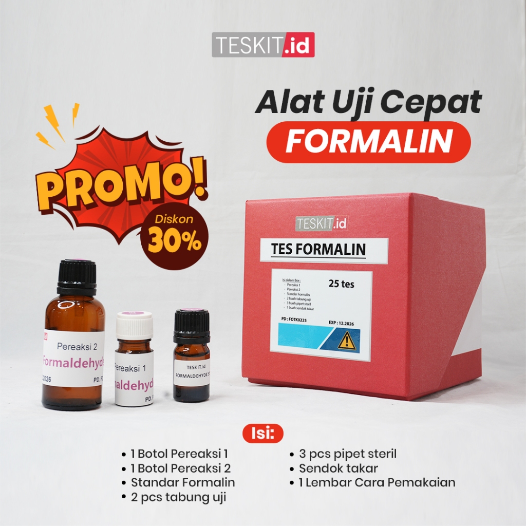Reagent Test Kit Formalin, Alat Uji Cepat Kandungan Formalin Isi 25 Test