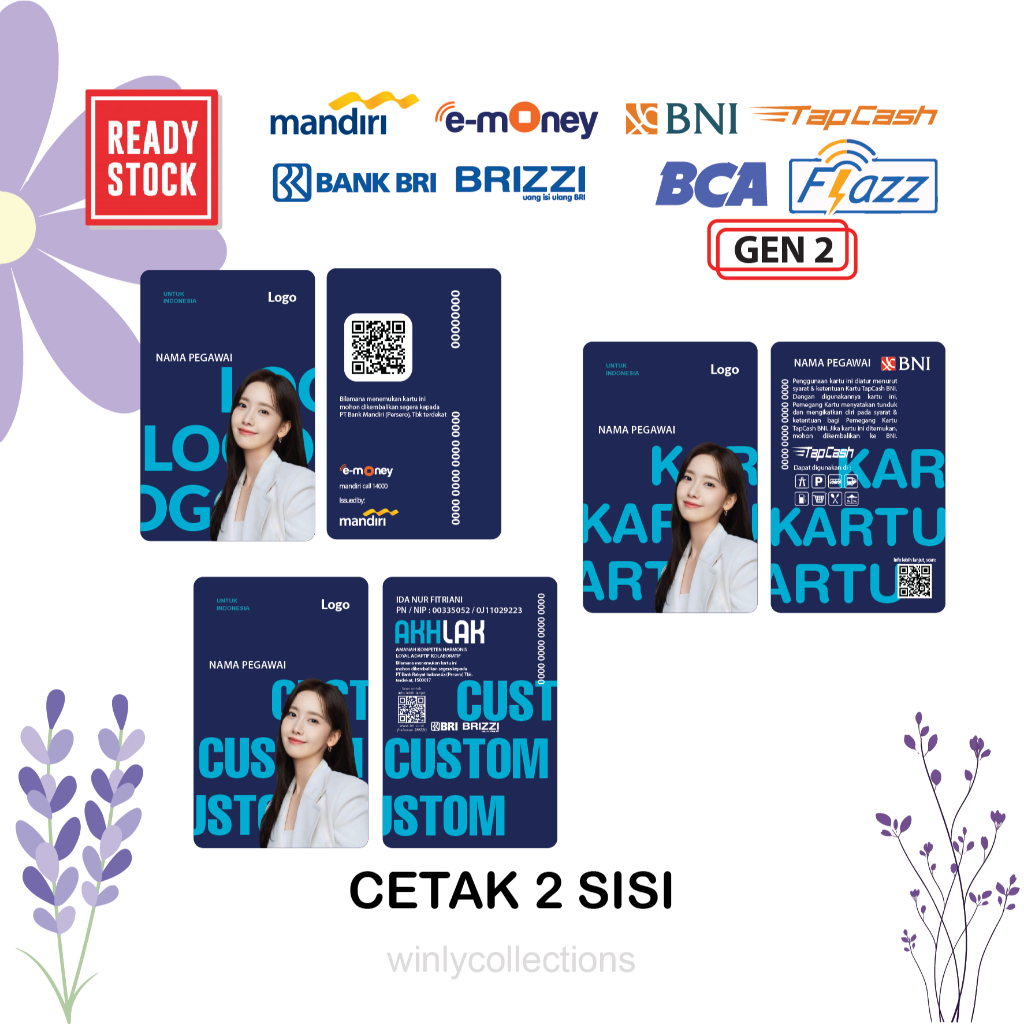 CUSTOM KARTU ID CARD BUMN TERBARU BANK BRI BAHAN PVC - 2 SISI
